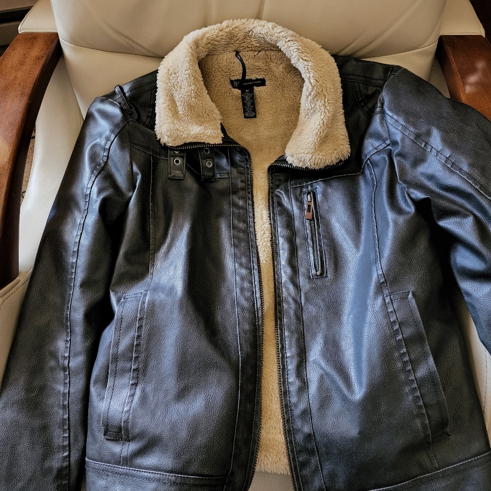 Leather-look bomber jacket, Adult Medium